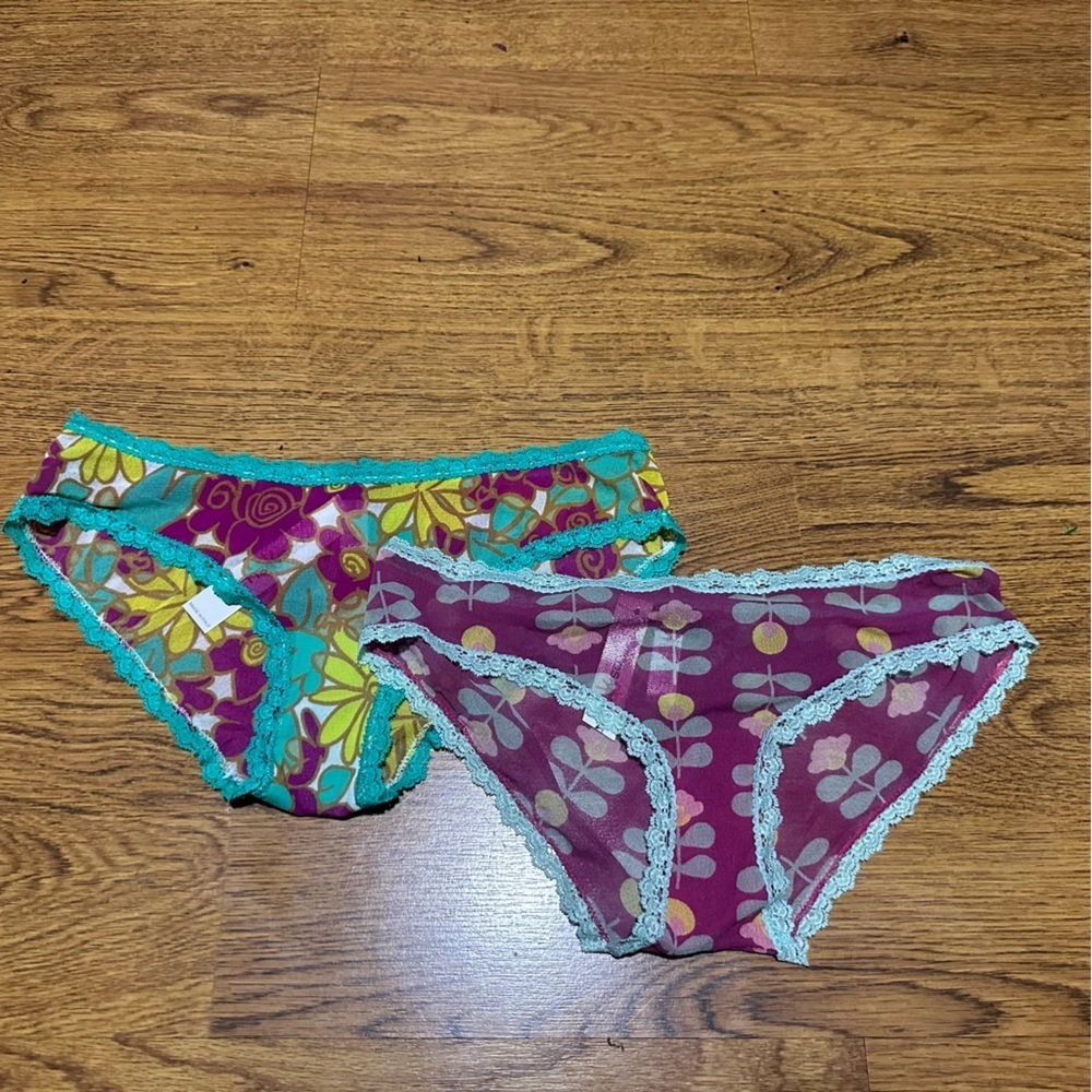 Cosabella Multicolor Floral sheer bikini panties size large NWT lace sexy